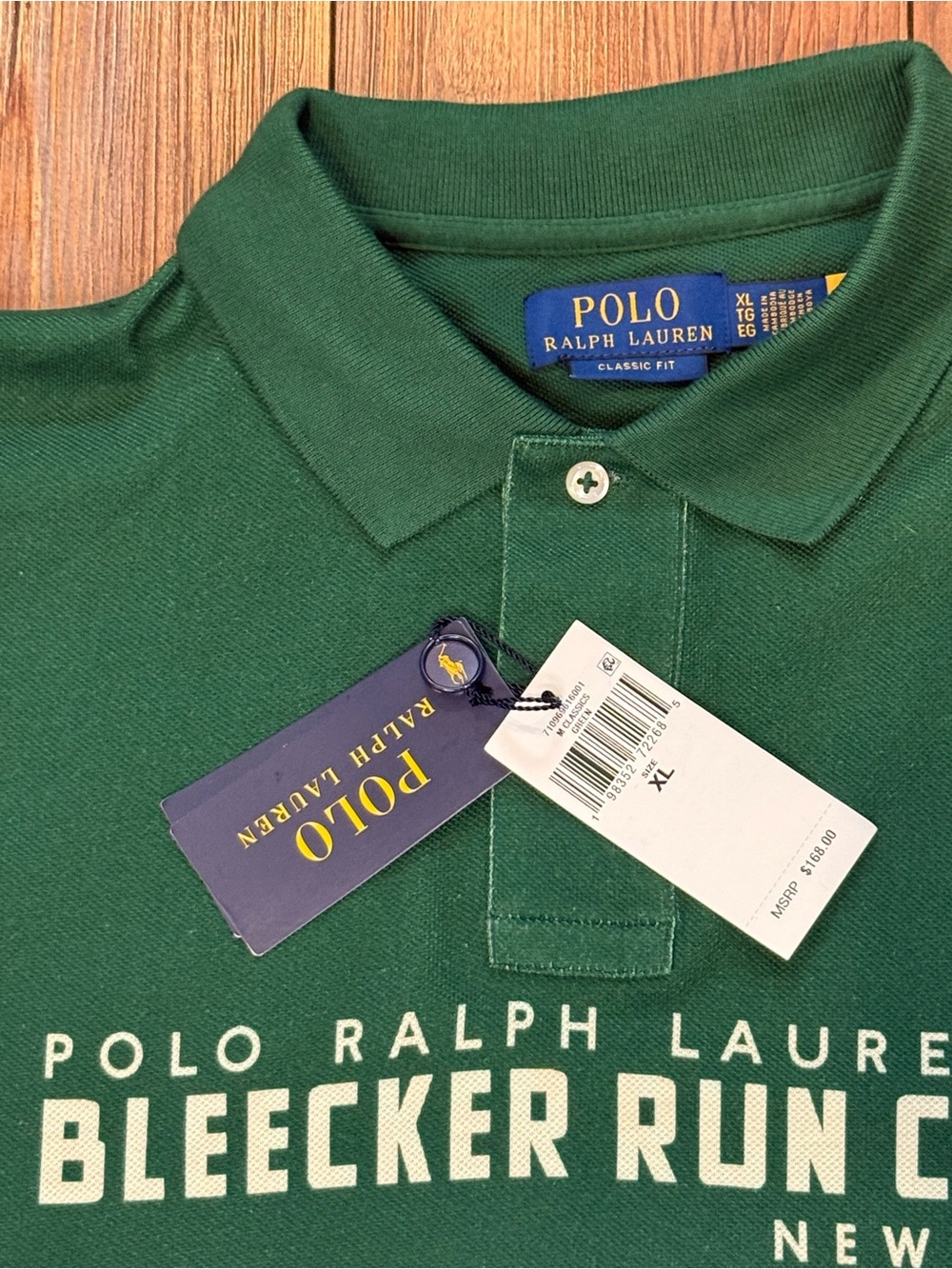 NWT Polo Ralph Lauren Green Bleecker Run Club Graphic Polo P-wing Classic fit XL - Picture 4 of 9